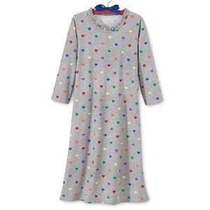 Potpourri Gray Colorful Rainbow Heart Patterned Soft Jersey Knit Nightgown XL